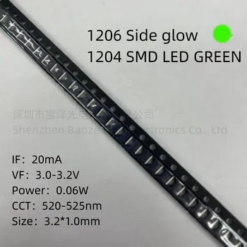 1204 SMD LED Verde 3.2*1.0 mm de Alto brillo de la lámpara de Alta calidad perlas de 1206 lado de la luminiscencia