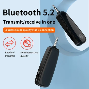 2 en 1 Bluetooth 5.2 Adaptador de Audio Inalámbrico Transmisor-Receptor de 3,5 mm Jack de Apoyo TF Tarjeta de Llamada Manos libres Para el Coche de TV de la PC del Teléfono