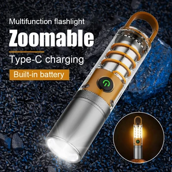 LED Super Brillante Linterna Multifuncional USB Recargable Tienda de campaña Larga de la Luz de Disparo del Hogar al aire libre Portátil de la Antorcha 5Mode