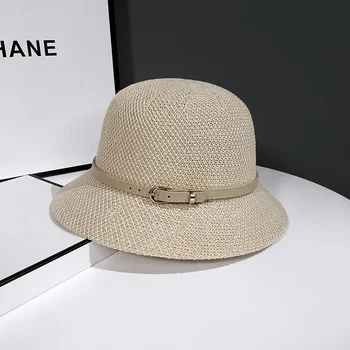 Sombrero de sol de mujer de verano plegable transpirable sombrero de sol de moda temperamento de la cuenca del sombrero pequeño cinturón protector solar sombrero de Cubo
